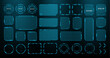 © marruu - Collection of blue hud vector graphic elements. Set of futuristic digital interface user frames, circular scopes and data boxes. Innovation technology for science fiction screen display.