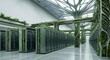 © Ahmed - Data center green technology concept with server rows and living walls interior