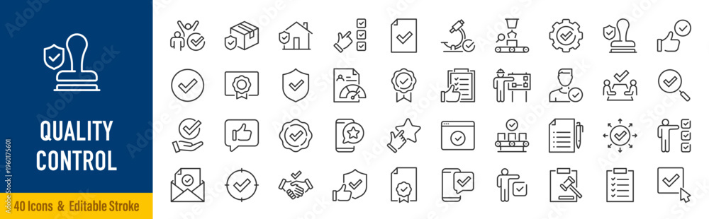 Quality Control web icons in line style. Certified, inspect ...