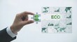 © Tri - Assembling the pieces of a sustainable future A hand places an 'ECO' puzzle piece into a larger corporate and global environmental strategy