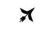© tari - A simple, black geometric arrow and curved shape on a white background, minimal and modern