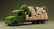 © DA_STOCK - Eco-friendly truck loaded with packages, symbolizing green logistics and sustainable delivery.