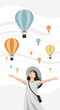 © Rangga - Joyful Person Gazing At Vibrant Hot Air Balloons Ascending Skyward