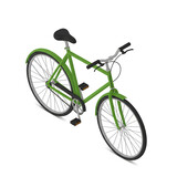 Green bicycle isolated on white background perfect for transportation and leisure activities.