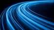 © David - Abstract blue light trails dynamically curving, representing high-speed data flow, digital connectivity.
