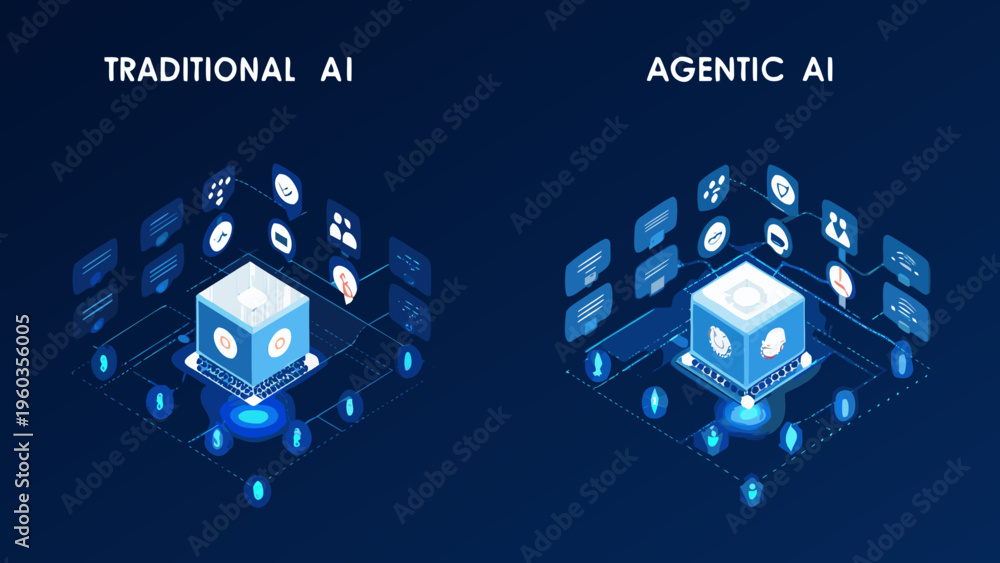 Comparing traditional and agentic ai architectures in a visual ...