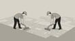 © Minggu - Two People Working Together To Clean A Maze-Like Pattern
