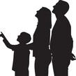 © Mst Raosonara - Family looking up silhouette vector illustration showing parents and child pointing at sky