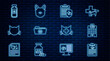 © vector_v - Set line Clinical record pet, Veterinary medicine hospital, Medical veterinary folder, Cat, Pets vial medical, clinic and Dog icon. Vector