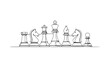 © MdAiyub - Continuous one line drawing chess pieces set strategy vector illustration