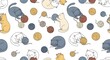 © PixelPulse AI - Cute Cartoon Cats Playing with Yarn Balls Pattern