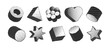© Zhi_zhi_art - Dither halftone geometric 3d elements for banner, poster, leaflet. Retro futuristic abstract noise y2k gradient figure. Bitmap shapes set. Star, circle, heart, flower, cylinder pixel effect