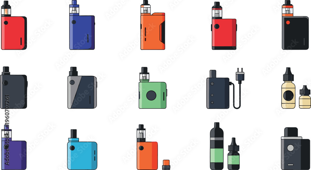 Vaper Normal Vape device collection with e cigarette kits mods pods bottles modern ...