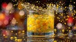 © Achirawee - A liquid being poured into a glass at high speed, splashes blurred into artistic shapes, high-end lifestyle
