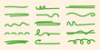 © Ольга Фурманюк - Line marker set, hand drawn accentuation brush stroke accents. Doodle style underline divider separator handwritten collection wavy curly various strips art lines. Isolated. Vector illustration