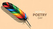 © musaannarabbi007 - Vibrant feather for world poetry day celebration