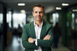 © -=RRZMRR=- - businessman happy man in green jacket standing in office