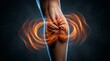 © WisChi - Detailed human elbow joint showing musculature with swirling energy or heat waves