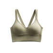 © I LOVE CUTE PNG`S - Eco-friendly bamboo fiber bra in a muted olive green with a silky soft-touch finish and wide straps. Isolated white background. Png format