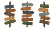 © Kelana - Vector illustration depicting three rustic wooden signposts with varied arrow boards, symbolizing choices, directions, and diverse ways.