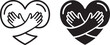 © Mohaiminul - heart hug self love icon set black white outline silhouette vector illustration