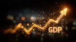 © Wasin Arsasoi - GDP Growth: A shimmering golden arrow charts an upward trajectory, symbolizing economic expansion and progress, set against a backdrop of blurred lights.