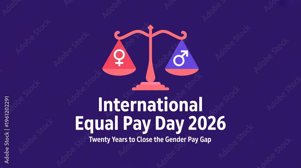 International Equal Pay Day 2026 Scales Balance Gender Symbols Stock ...
