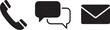 © Tawsif - Customer service communication icons with phone message bubbles and email envelope on grid background.