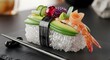 © Abulhashem - Exquisite sushi roll with avocado and shrimp