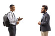 © Ljupco Smokovski - Man and an african american college student having a conversation