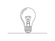 © GRACE - The Essential Idea. Minimalistic one-line drawing lightbulb formed from a single flowing line symbolizing the core concept, continuous single black line on