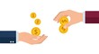 © sablengjago - Illustration of two hands exchanging gold coins, symbolizing finance and transaction