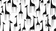 © supplement - Giraffe silhouettes elongated with dripping leg elements on white, no seamless