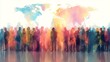 © Ira - Diverse silhouettes against colorful world map background