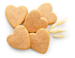 © New Africa - Tasty heart shaped oatmeal cookies and oat spike isolated on white, top view