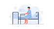 © Arda - Patient sitting on hospital bed, medical care, healthcare concept illustration