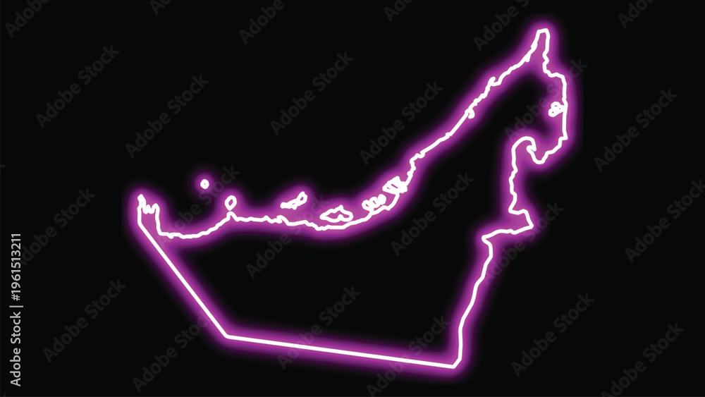 United arab emirates map outline neon glow uae map Stock Vector | Adobe ...