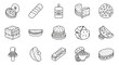 © Verli - Collection of Food Illustrations - Diverse Culinary Delights in Line Art.