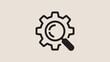 © Abdul - A simple black icon of a gear with a magnifying glass on a beige background, representing search and optimization.