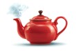 © Arif - Red ceramic teapot with steam isolated on white background, glossy kitchenware clip art