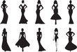 © Ultra - Silhouettes of women in evening gowns.