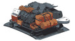 © Peeklabid - A loaded luggage carrier with bags and gear.