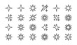 © Nirob - Minimal sparkle star icons set with retro futuristic shine shapes black and white outline vector collection