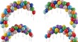 © Shohidul - Colorful balloons arranged in arches for party celebration isolated on white background With shadow. AI GENERATED.