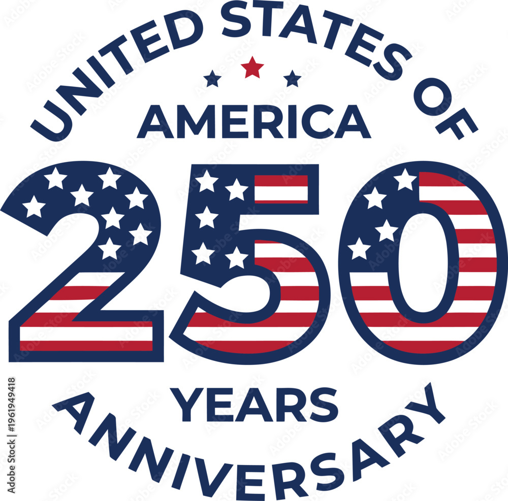 United states of america 250 years anniversary logo with american flag ...