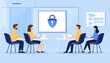 © Commander - Cybersecurity training session in a modern office setting with employees learning about data protection and network security protocols
