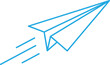 © MDOMOR - Icon of a blue paper airplane in flight with motion lines symbolizing speed and communication
