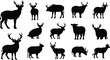 © Ishara sandeepa - Deer and bull silhouettes set