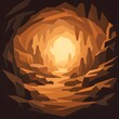 © MdSakibul - A minimalist flat vector illustration of an ancient cave entrance with warm glowing light shining through the dark rocky tunnel isolated on transparent background
