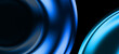 © Noy - iridescent glass shape, 3d render, abstract glass waves, blue light reflections, sleek flowing glass, modern digital backdrop, futuristic liquid texture, dark elegant background, glossy 3d forms